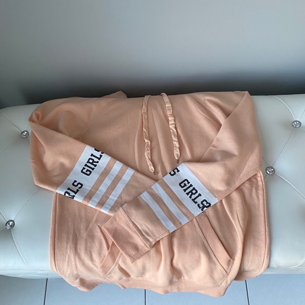 Ardene • Peach&White long sleeve hoodie «GIRLS» - Picture 7 of 11